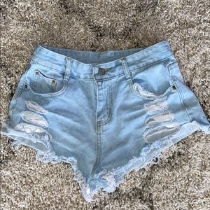 Ripped jean shorts